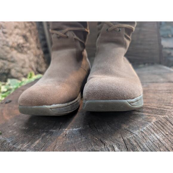 SKETCHER Brown suede Slouch Lace Up womens boots Size 9.5 Bohemian Hippie Earthy - Picture 6 of 9